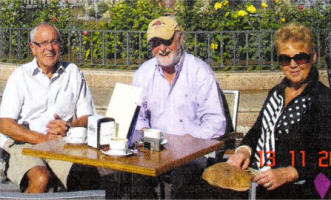 Jim Logan with John and Ann Burrows in Fuengirola.