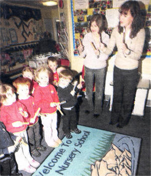 Children at Barbour Nursery School learning about rhythm. USO409-104A0 Picture By: Aidan O'Reilly