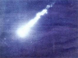 The fireball photographed by a schoolboy, Hugh Malcolm Walker, as it passed over north Wales and Sprucefield in 1969.  