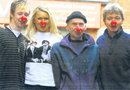 Left to Right: Lee Benson (trainee joiner) Zoe Salmon, John Nokes (volunteer) and John Moag (Joiner/supervisor) at Voluntary Services Lisburn. Pic by Jessica Homer. 