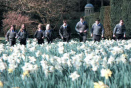 Some pupils from Dromore High School enjoying the flowers in bloom at the launch.