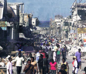 A scene of devastation in Haiti after the earthquake.