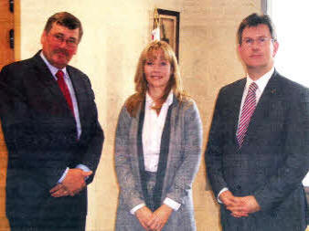 Jeffrey Donaldson and Brenda Hale with Bob Ainsworth, Secretary of State for Defence
