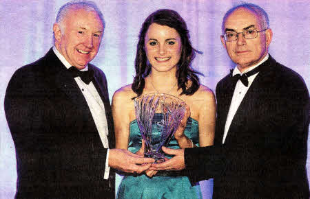 Lisburn AC athlete Ciara Mageen receives her award in Dublin.