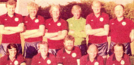 Eugene (back row, first right) played his last match in a charity game at Crewe United in the late 80's.