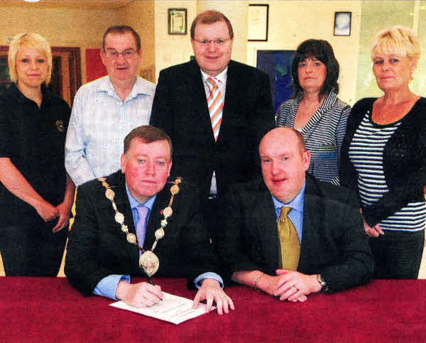 Pictured at Lagan Valley lsland with the Carers Forum Petition to save the Gateway Buses that provide transport for adults with a learning disability to the Gateway Club in Lisburn 