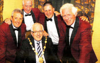 Lisburn Mayor, Councillor Allan Ewart, with Hugh McKee, Robin Campbell (Chairman), Stephen Dickson and Brian Johnston !Secretary) of Baillies Mills Accordion Band 