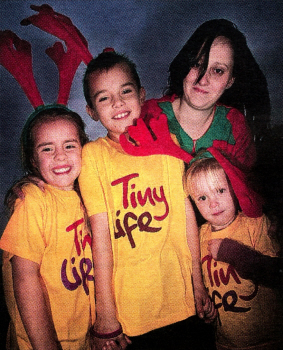 Jack and Jenna Breen, Jessica Thompson with Vikki Thompson at the launch of TinyLife's second Reindeer Walk at Hillsborough Fort which takes place on Saturday December 4.