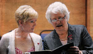 Freemen of Lisburn Janet Gray and Dame Mary Peters at the ceremony
