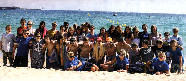 Friends' pupils enjoy the sun, sea and sand on Palamos Beach in Spain during their recent Watersports Trip.