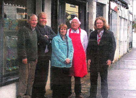 Councillor Jenny Palmer, Chairman of the Council's Economic Development Committee with local traders from Grand Street, Lisburn: (l-r) Mr. Seamus Scullion, Hilden Brewery; Mr. David Finlay, Hilden Pharmacy; Mr. Vincent Doran, Doran and Sons Butchers and Mr. Tom Morrison, McCleans Bookmakers.