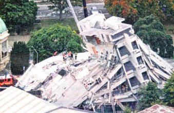 Both pictures show the devastation after the collapse of The Pyne Gould Guinness building