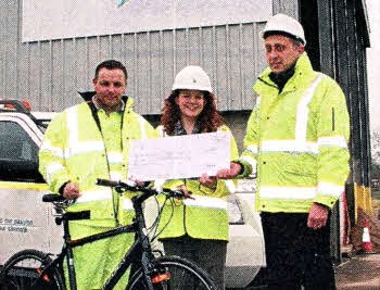 L-R: Stephen Houston from Amey, Naoimh Quinn from NI Children's Hospice and Liam Cunningham from Whitemountain Quarries.