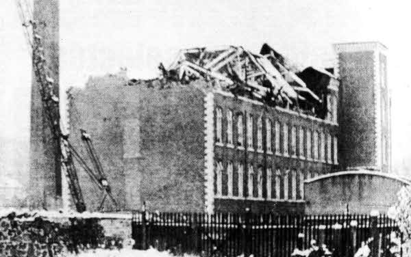 The old Stewarts Mill building in Antrim Street, a familiar sight on the Lisburn skyline, which was demolished in January 1985 