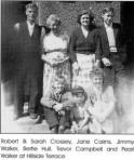 Robert & Sarah Crossey, Jane Cairns, Jimmy Walker, Bertie Hull, Trevor Campbell and Pearl Walker at Hillside Terrace 