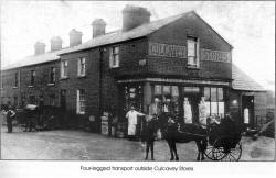 Four-legged transport outside Culcavey Stores