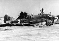 Disabled Beaufort aircraft of No. 5 operational training unit (OTU) at Royal Airforce Long Kesh 1943