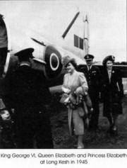 King George VI, Queen Elizabeth and Princess Elizabeth at Long Kesh in 1945