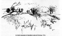 An Artist's impression of Islandderry Lake and Crannog. (F.G.)