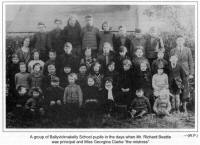 A group of Ballyvicknakelly School pupils in the days when Mr. Richard Beattie was principal and Miss Georgina Clarke "the mistress"