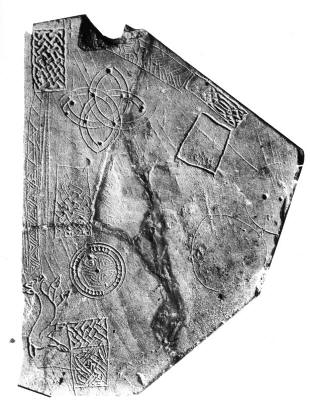 Fig. 3. The slate with sketches from the final phase of the second ringfort. (Photograph Ulster Museum).