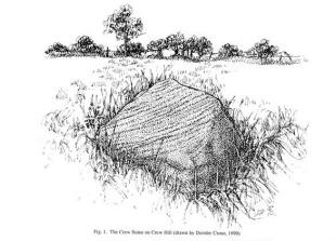 Fig. 1. The Crew Stone on Crew Hill (drawn by Deirdre Crone, 1990)