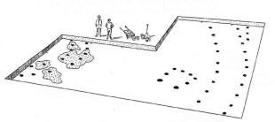 Fig 6a: Simplified view of the excavated surface of Ballynahatty 5 at the end of the 1992 season