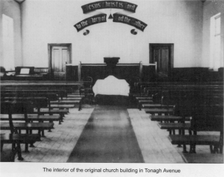 The interior of the original church building in Tonagh Avenue