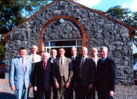 Trustees of Ballymacbrennan School Hall.  L to R:  David Adams, Wesley Cairns, David Jamieson, Norman Moore, John Martin, Desmond Shortt, Tom Graham, James McAreevey and William Baird.