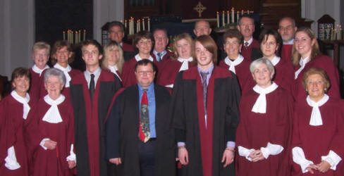 Tom Whyte (Director of Music) and members of First Lisburn Church Choir pictured at the service of Nine Lessons and Carols by Candlelight at First Lisburn Presbyterian Church on Christmas Eve - 2006. 