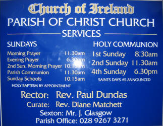 Notice Board at Christ Church, Lisburn.