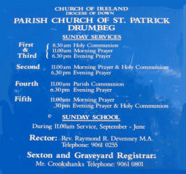 Notice Board at the Parish Church of Drumbeg