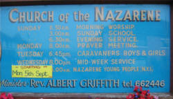 Notice Board at Lisburn Church of the Nazarene.