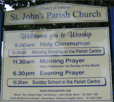 Notice Board at St John’s Parish Church, Moira.