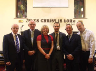 Worship team L-R Roy Irwin, John McGowan, Sharon and Simon Hodgins, Brian 