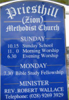 Notice Board at Priesthill Methodist Church, built in 1838 and enlarged in 1851