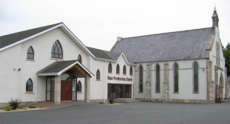 Maze Presbyterian Church, opened in July 1859. In 2004, major renovations took place linking the new hall and enlarging the seating capacity of the church.