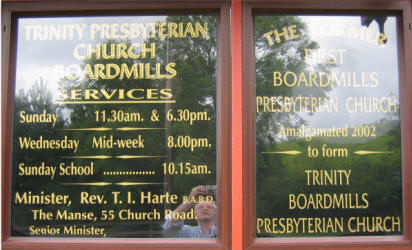 Notice Board at Trinity Presbyterian Church.