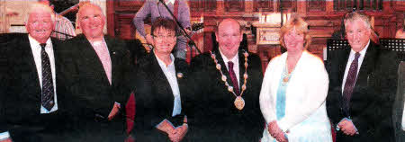 The Mayor of Lisburn, Alderman William Leathem and the Mayoress, Kathleen Leathem and former Mayor Councillor Ronnie Crawford (left) with representatives from the city centre churches who took part in the afternoon of community worship.