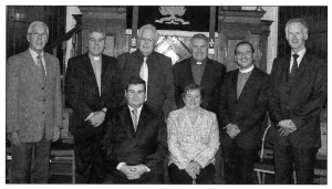 A service of ordination was held by the Presbytery of East Belfast in Carryduff Presbyterian Church on the evening of Sunday 18th September when Mrs. Tanya Adams and Mr. Colin Webster were ordained as Elders. Back row: Mr. J. Dixon, Rev. P. Jamieson, Mr. D. Cowan, Rev. A. Bill, Rev. A. Smyth (Minister) & Mr. F. Wilson (Session Clerk). Seated: Mr. Colin Webster and Mrs. Tanya Adams. US38-712SP 
