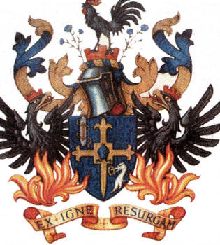 'Lisburn's crest and motto 'ex-igne resurgam'