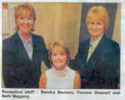 Reception Staff - Sandra Benson, Yvonne Stewart and Beth Megarry