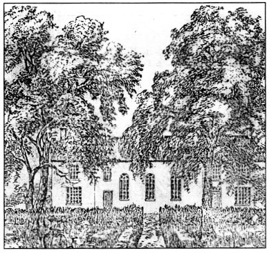 An artist's impression of the Moravian Church c 1825. It was built in 1751 by John Cennick, altered and added to in 1821 and rebuilt in 1835 after it was destroyed by fire.