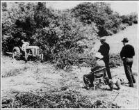 Demonstrating the tractor to Winston Churchill and Christopher Soames at Chartwell.  (Ulster Folk and Transport Museum)