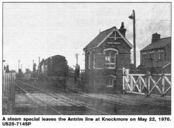A steam special leaves the Antrim line at Knockmore on May 22, 1976. US25-714SP