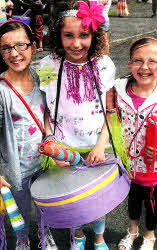 Rebecca O'Neill, Jade Johnston and Rachel O'Neill smile for the Star at the Colin Neighbourhood Partnership Family Fun Day and Carnival Parade. US3313.116A0