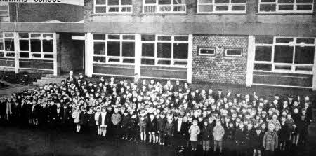 The first pupils ready to start the new Knockmore Primary School back in 1972