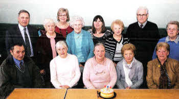 Councillor Brian Bloomfield pictured with members of the Macular Disease Society celebrating their second anniversary at the Bridge Community Centre. US1112.133A0