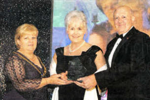 (L-R): Ann Marie O'Neill, Chair, RCN Northern Ireland Board, Elizabeth Henderson OBE, winner of the Outstanding Achievement Award and Charles Ensor, Boerhinger Ingelheim.