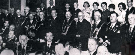 Luncheon in Lisburn Orange Hall between sessions of the half-yearly meeting of the Imperial Grand Black Chapter in June 1939, prior to the outbreak of the 2nd World War. (lt is believed to be the first time that this meeting was held in Lisburn Orange Hall). 
